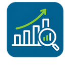 Rising chart under a magnifier — evaluation and insights