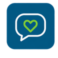 A speech bubble with a heart