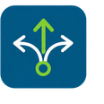 Arrows branching in three directions