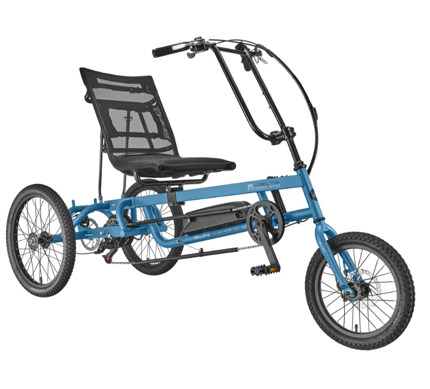 Delta-designed tricycle with one wheel in front and two wheels in the back