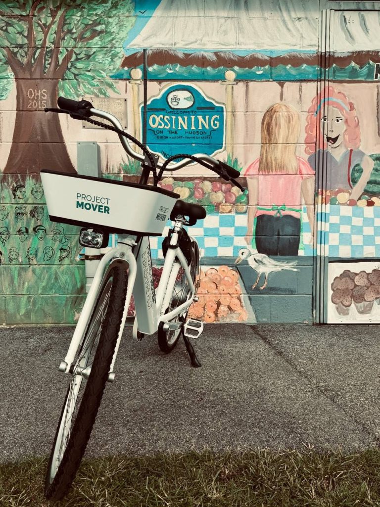 E-bike in front of Village of Ossining Mural