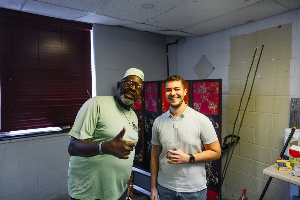 George Johnson of East Side Bike Club and Will Reckley, NCMM Grant Facilitator, at ESBC's Community Workshop.