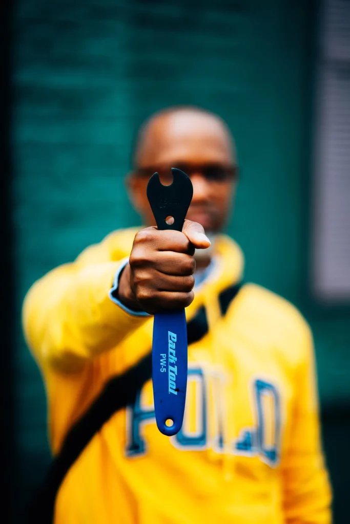 Damon of ESBC with a Park tool pedal wrench.