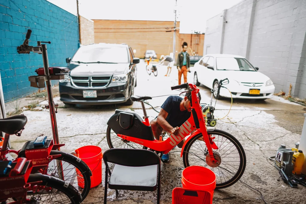The Reddy Operations Team fixing e-bikes to give to ESBC's Community Workshop